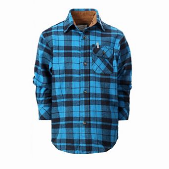 Gioberti Kid's Single Pocket Flannel Shirt With Corduroy Contrast