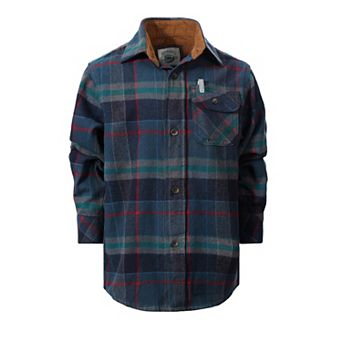 Gioberti Kid's Single Pocket Flannel Shirt With Corduroy Contrast