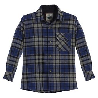 Gioberti Kid's Single Pocket Flannel Shirt With Corduroy Contrast