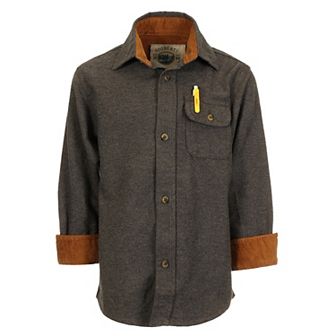 Gioberti Kid's Single Pocket Flannel Shirt With Corduroy Contrast