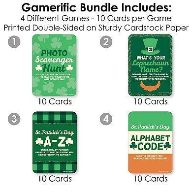 Big Dot Of Happiness St. Patrick's Day - 4 Party Games - 10 Cards Each - Gamerific Bundle