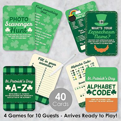 Big Dot Of Happiness St. Patrick's Day - 4 Party Games - 10 Cards Each - Gamerific Bundle