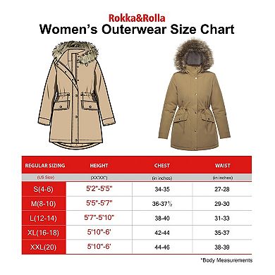 Women's Rokka&rolla Faux-fur Lined Parka Jacket With Hood