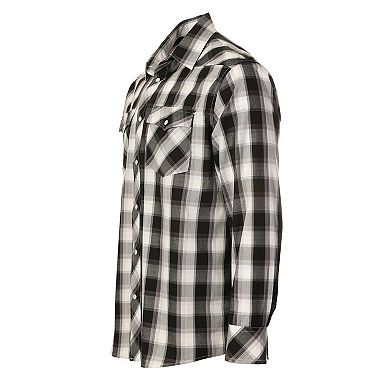 Gioberti Men's Western Plaid Long Sleeve Shirt With Pearl Snap-on
