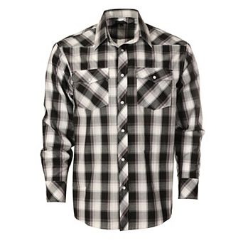 Gioberti Men's Western Plaid Long Sleeve Shirt With Pearl Snap-on