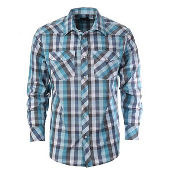 Gioberti Men's Western Plaid Long Sleeve Shirt With Pearl Snap-on