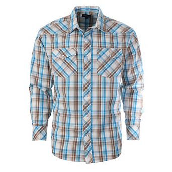 Gioberti Men's Western Plaid Long Sleeve Shirt With Pearl Snap-on