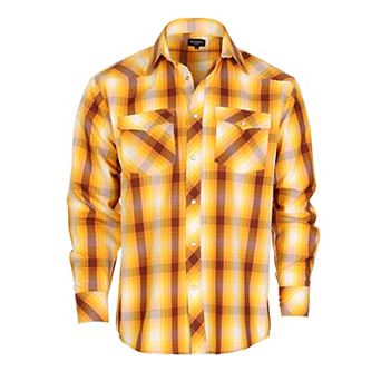 Gioberti Men's Western Plaid Long Sleeve Shirt With Pearl Snap-on