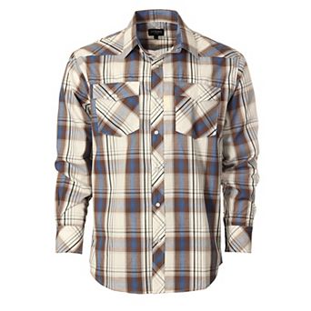 Gioberti Men's Western Plaid Long Sleeve Shirt With Pearl Snap-on