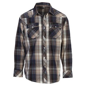 Gioberti Men's Western Plaid Long Sleeve Shirt With Pearl Snap-on