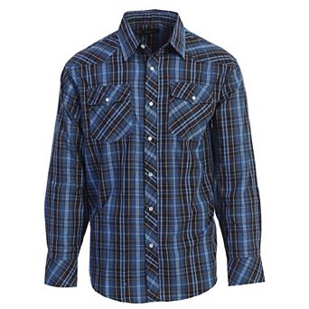 Gioberti Men's Western Plaid Long Sleeve Shirt With Pearl Snap-on