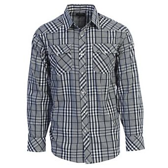 Gioberti Men's Western Plaid Long Sleeve Shirt With Pearl Snap-on