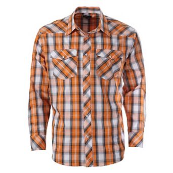Gioberti Men's Western Plaid Long Sleeve Shirt With Pearl Snap-on