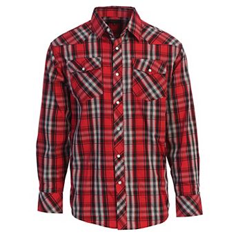 Gioberti Men's Western Plaid Long Sleeve Shirt With Pearl Snap-on