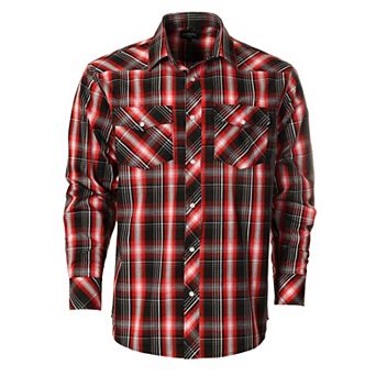 Gioberti Men's Western Plaid Long Sleeve Shirt With Pearl Snap-on