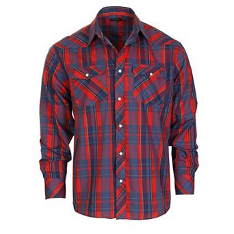 Gioberti Men's Western Plaid Long Sleeve Shirt With Pearl Snap-on