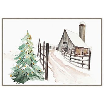 Snowy Vermont Farm by Patricia Pinto Framed Canvas Wall Art Print