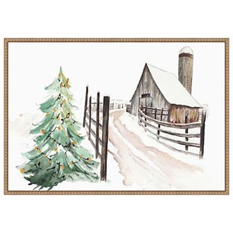 Snowy Vermont Farm by Patricia Pinto Framed Canvas Wall Art Print