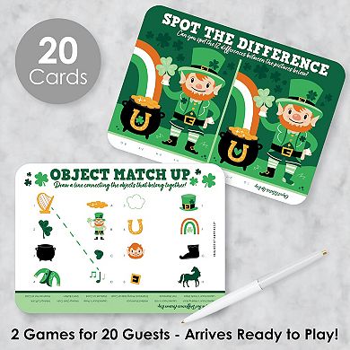 Big Dot Of Happiness Shamrock St. Patrick's Day 2-in-1 Activity Duo Games 20 Ct