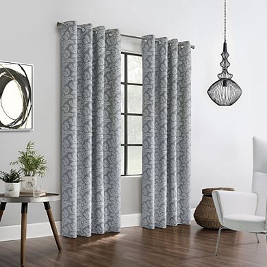Thermaplus Patricia Blackout Providing Absolute Privacy Curtain Panel 52" X 84" Silver