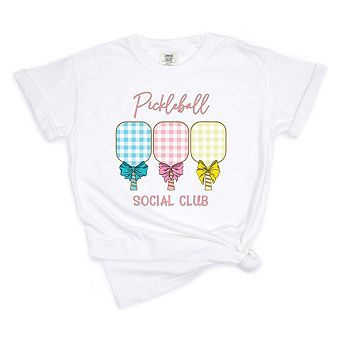 Simply Sage Market Pickleball Checkered Paddles Garment Dyed Tee