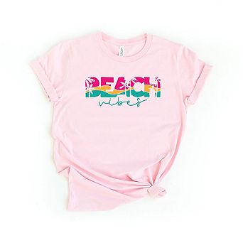 Beach Vibes Colorful Palm Trees Short Sleeve Graphic Tee