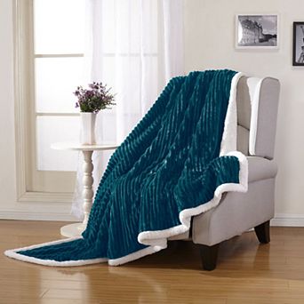 Corduroy Faux Sherpa Reverse Throw Blanket - 50x60", Teal