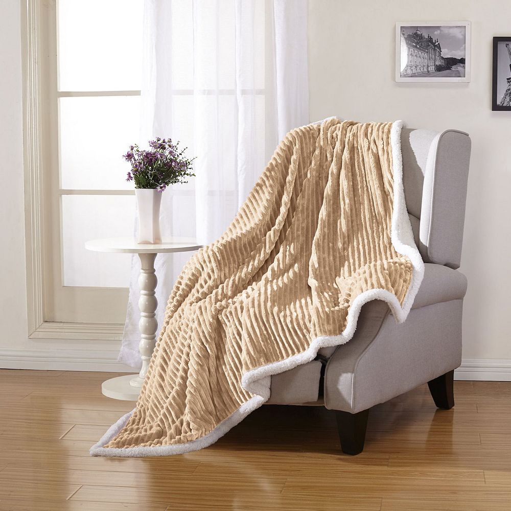 Ribbed Sherpa Throw Blanket - Corduroy Collection