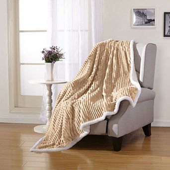 Corduroy Faux Sherpa Reverse Throw Blanket - 50x60", Mocha