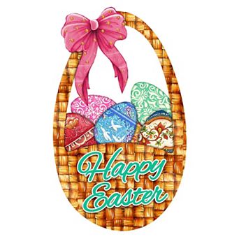 32-Inch Easter Basket Garden Outdoor Handcrafted Wooden Porch Decor by G. DeBrekht