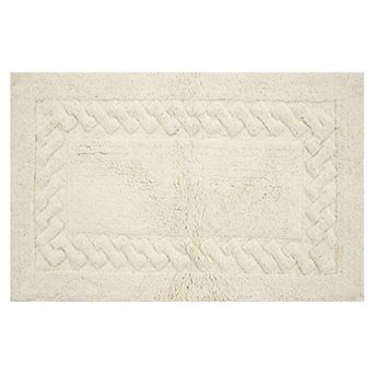 Cotton Chain Bath Rug with Non-Skid Backing, Soft & Absorbent, Machine Washable