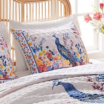 Greenland Home Huntington Peacock Garden Pillow Sham - Standard 20x26", Gold