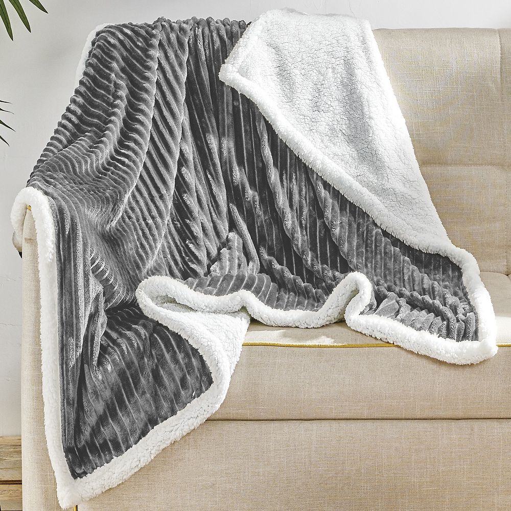 Corduroy Faux Sherpa Reverse Throw Blanket - 50x60