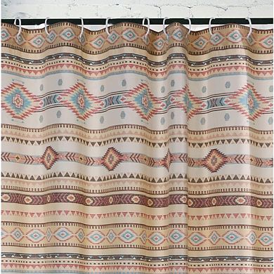 Phoenix Traditional Design And Button Holes Hanging Shower Curtain - 72x72", Tan