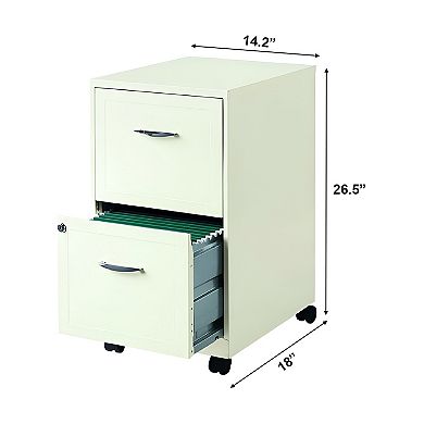 2-Drawer Vertical Filing Cabinet Pearl White Metal Letter-Size Lockable Office Organizer 26.5'' H
