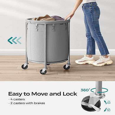Laundry Basket With Casters, Rolling Laundry Hamper, 29 Gal