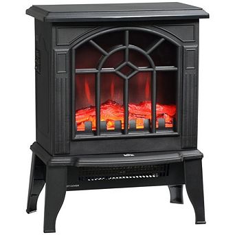Electric Fireplace Heater With Realistic Log Flame Led
