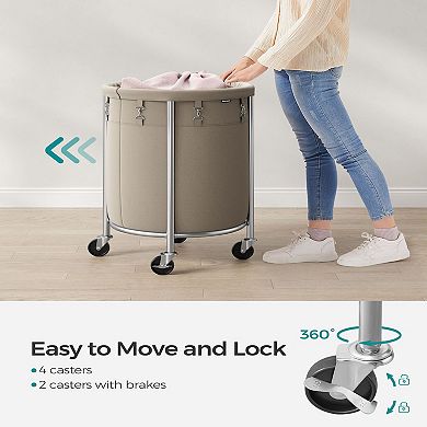 Laundry Basket With Casters, Rolling Laundry Hamper, 29 Gal