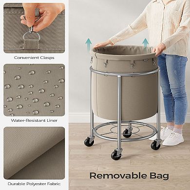 Laundry Basket With Casters, Rolling Laundry Hamper, 29 Gal