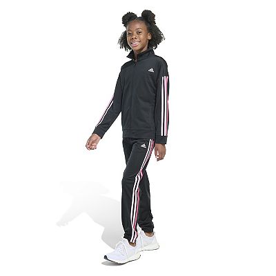 Adidas Big Girls Black Essential Tricot 2 Piece Set Large Girl s