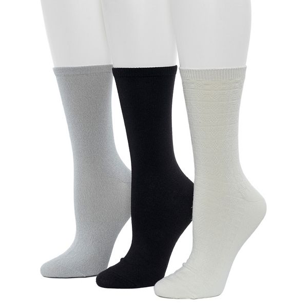 Women's Cuddl Duds® 3-Pack Plushfill Midweight Circles Texture Crew Socks