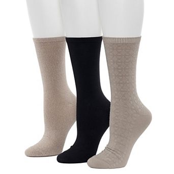 Women's Cuddl Duds® 3-Pack Plushfill Midweight Circles Texture Crew Socks