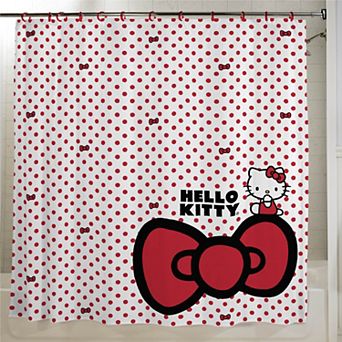 Hello Kitty Polka Dot Bow Print Shower Curtain
