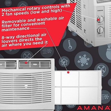 Amana 5,000 BTU 115V Window-Mounted Air Conditioner with Mechanical Controls