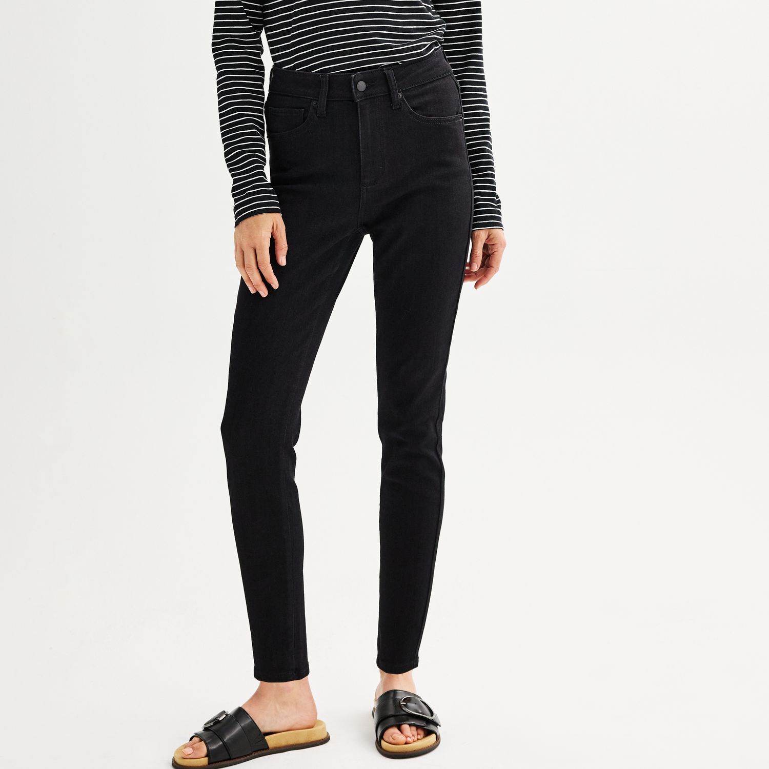 Женские джинсы Sonoma Goods For Life High-Rise Skinny, цвет: Чёрный — фото 1