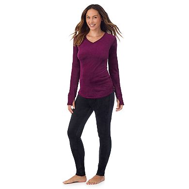 Women's Cuddl Duds® Stretch Velour Long Sleeve V-Neck Top