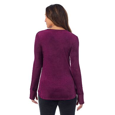 Women's Cuddl Duds® Stretch Velour Long Sleeve V-Neck Top
