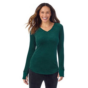 Women's Cuddl Duds® Stretch Velour Long Sleeve V-Neck Top