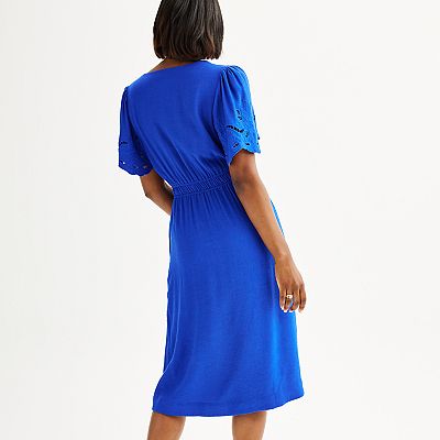 draper james blue dress Lila Mixed Media Midi Dress in Light Blue | Color - Light Blue / L