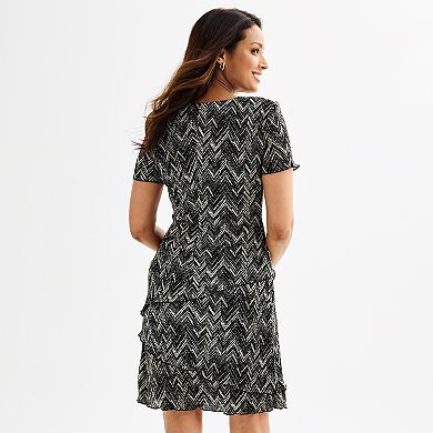Women's Connected Apparel Pleated Bodre Tiered Dress